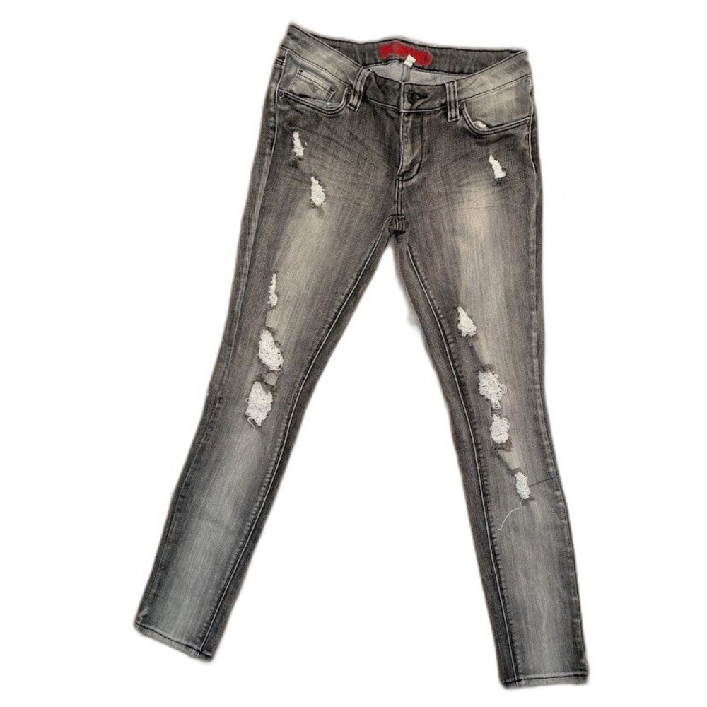 Bongo Distressed Gray and Black Denim Women’s Skinny Jeans Sz:7
